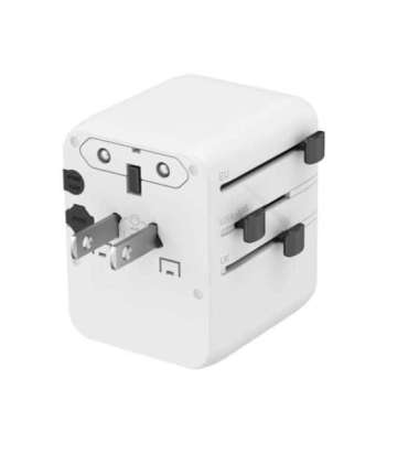Gembird TPA-1A2C20-01-W Universal travel power adapter, 20 W, white