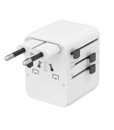 Gembird TPA-1A2C20-01-W Universal travel power adapter, 20 W, white