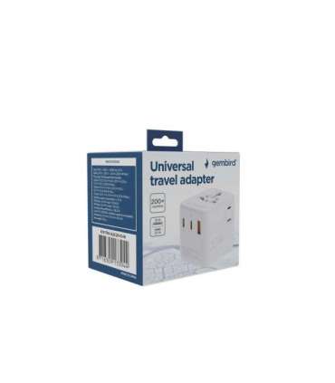 Gembird TPA-1A2C20-01-W Universal travel power adapter, 20 W, white