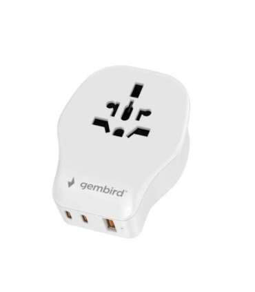 Gembird TPA-1A2C20-02-W Universal travel power adapter, 20 W, white