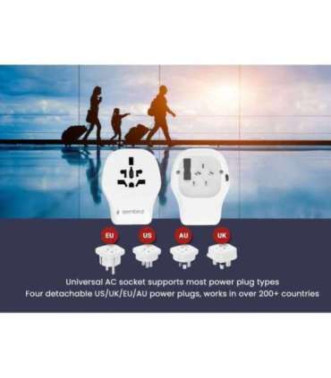 Gembird TPA-1A2C20-02-W Universal travel power adapter, 20 W, white