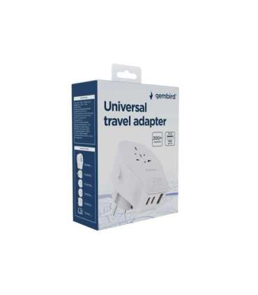 Gembird TPA-1A2C20-02-W Universal travel power adapter, 20 W, white