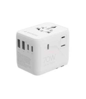 Gembird TPA-2A3C70-01-W Universal travel power adapter, 70 W, white
