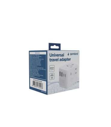 Gembird TPA-2A3C70-01-W Universal travel power adapter, 70 W, white