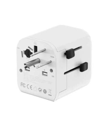 Gembird TPA-EU1A1C20-01-W Grounded universal travel power adapter, 20 W, white