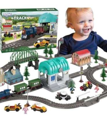 WOOPIE Pociąg Elektryczny Kolejka Tor XXL Ciuchcia Lokomotywa Zestaw Miasteczko 100 el.