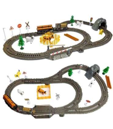 WOOPIE Kolejka Elektryczna Lokomotywa Retro Farma Tor XL 66 el.