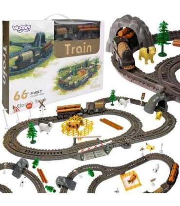 WOOPIE Kolejka Elektryczna Lokomotywa Retro Farma Tor XL 66 el.