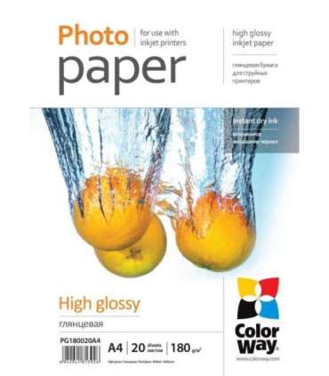 Photo Paper 20 pcs. PG180020A4 White 180 g/m² A4 Glossy
