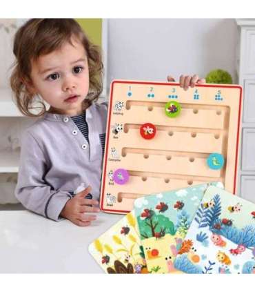 TOOKY TOY Drewniana Gra Nauka Liczenia Zwierzątka