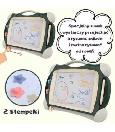 WOOPIE Znikopis Tablica Magnetyczna Kolorowa + 2 Stempelki Zielony