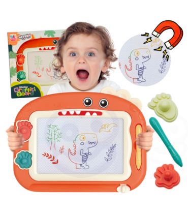 WOOPIE Znikopis Tablica Magnetyczna Kolorowa + 2 Stempelki Dinozaur