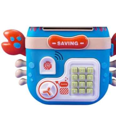 WOOPIE Elektroniczna Skarbonka Sejf Bankomat na Pin Kod Dostępu Krab Plecak Niebieski