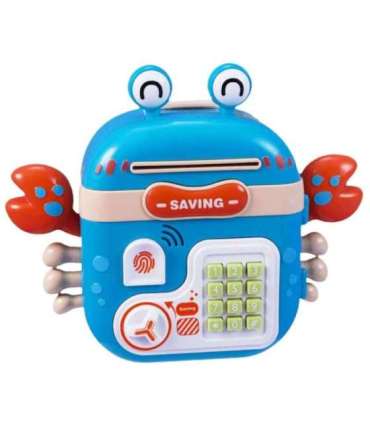 WOOPIE Elektroniczna Skarbonka Sejf Bankomat na Pin Kod Dostępu Krab Plecak Niebieski
