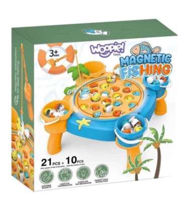 WOOPIE Gra Rybacka Zestaw Łowienie Rybek na Magnes Różowy 36 el.