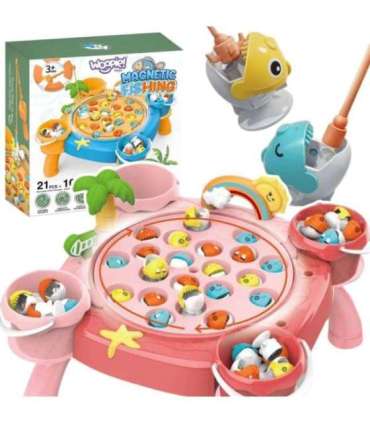 WOOPIE Gra Rybacka Zestaw Łowienie Rybek na Magnes Różowy 36 el.