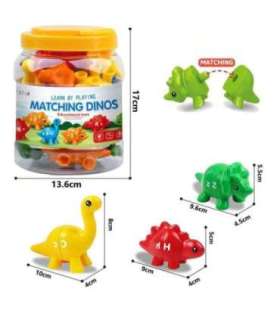 WOOPIE Zestaw Nauka Liter Kolorów Montessori Figurki Dinozaury do Składania "Dopasuj Literki" 13 el.