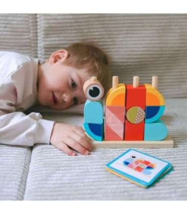 TOOKY TOY Krab Układanka Drewniana Stosy Klocki Bloki Pastelowy