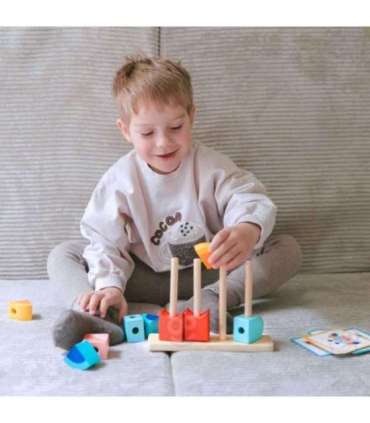 TOOKY TOY Krab Układanka Drewniana Stosy Klocki Bloki Pastelowy