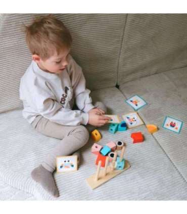 TOOKY TOY Krab Układanka Drewniana Stosy Klocki Bloki Pastelowy