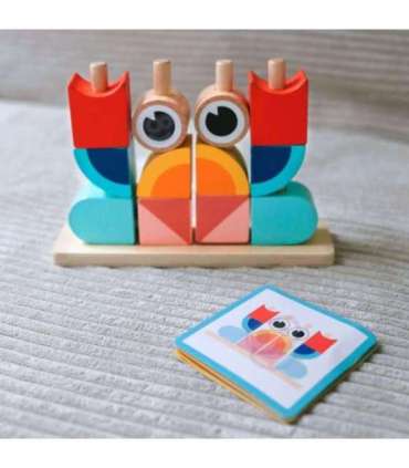 TOOKY TOY Krab Układanka Drewniana Stosy Klocki Bloki Pastelowy