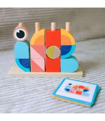 TOOKY TOY Krab Układanka Drewniana Stosy Klocki Bloki Pastelowy