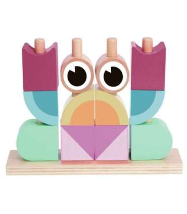 TOOKY TOY Krab Układanka Drewniana Stosy Klocki Bloki Pastelowy