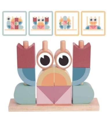 TOOKY TOY Krab Układanka Drewniana Stosy Klocki Bloki Pastelowy
