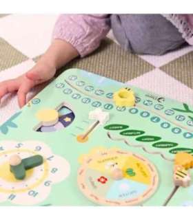 CLASSIC WORLD Drewniana Tablica Manipulacyjna "Mój pierwszy kalendarz" Zegar dla Dzieci