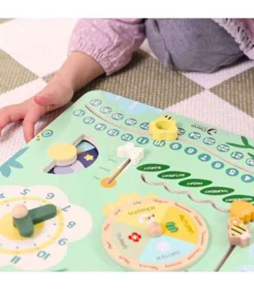 CLASSIC WORLD Drewniana Tablica Manipulacyjna "Mój pierwszy kalendarz" Zegar dla Dzieci