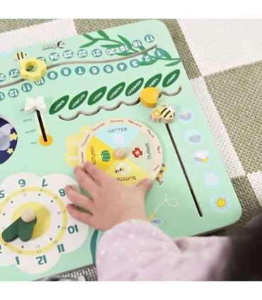 CLASSIC WORLD Drewniana Tablica Manipulacyjna "Mój pierwszy kalendarz" Zegar dla Dzieci