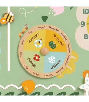 CLASSIC WORLD Drewniana Tablica Manipulacyjna "Mój pierwszy kalendarz" Zegar dla Dzieci