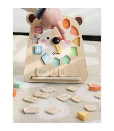 CLASSIC WORLD Zegar Miś Montessori Edukacyjny 3w1 Nauka Czasu Liczenia i Daty