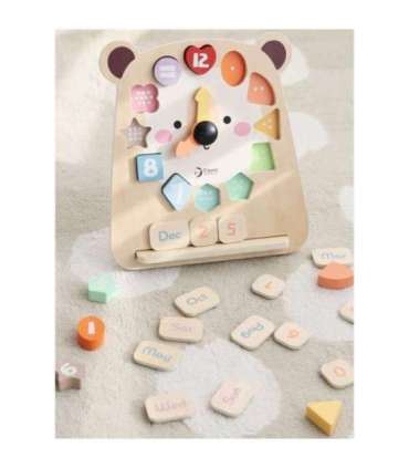 CLASSIC WORLD Zegar Miś Montessori Edukacyjny 3w1 Nauka Czasu Liczenia i Daty