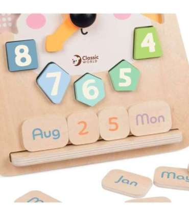 CLASSIC WORLD Zegar Miś Montessori Edukacyjny 3w1 Nauka Czasu Liczenia i Daty
