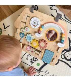 TOOKY TOY Duża Drewniana Tablica Manipulacyjna Domek - Centrum Aktywności