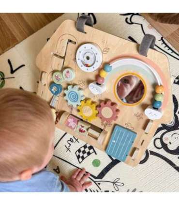 TOOKY TOY Duża Drewniana Tablica Manipulacyjna Domek - Centrum Aktywności