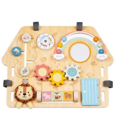 TOOKY TOY Duża Drewniana Tablica Manipulacyjna Domek - Centrum Aktywności