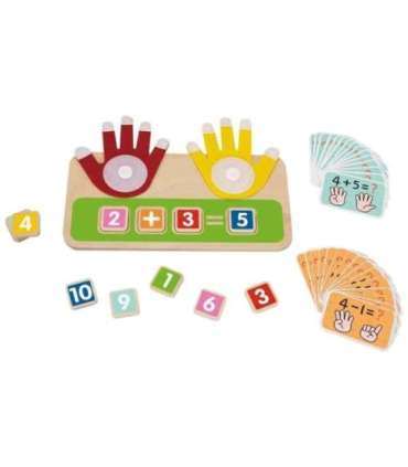 TOOKY TOY Drewniana Edukacyjna Zabawka do Nauki Liczenia na Palcach Dodawanie i Odejmowanie