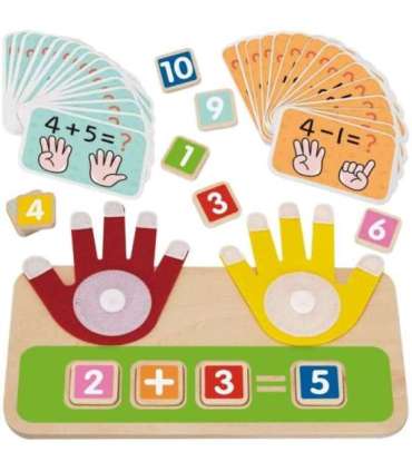 TOOKY TOY Drewniana Edukacyjna Zabawka do Nauki Liczenia na Palcach Dodawanie i Odejmowanie