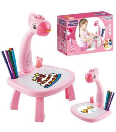 WOOPIE Tablica do Rysowania Projektor Różowa Żyrafa + Flamastry