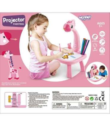 WOOPIE Tablica do Rysowania Projektor Różowa Żyrafa + Flamastry