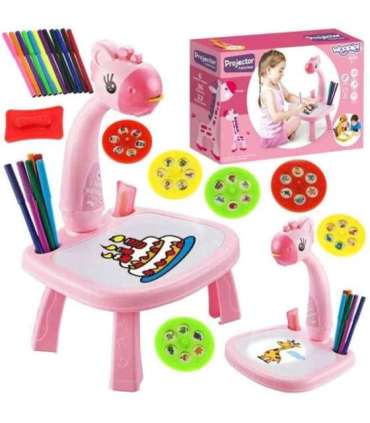 WOOPIE Tablica do Rysowania Projektor Różowa Żyrafa + Flamastry