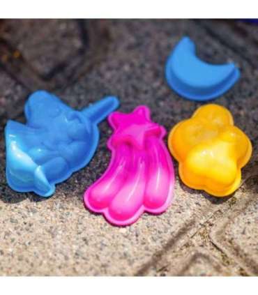 WOOPIE Piasek Kinetyczny 0,6 kg Zestaw Jednorożec Stolik z Foremkami