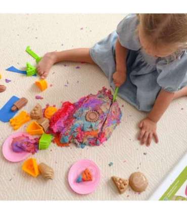 WOOPIE Piasek Kinetyczny 6 Kolorów 1,2 kg Zestaw Restauracja Stolik z Foremkami