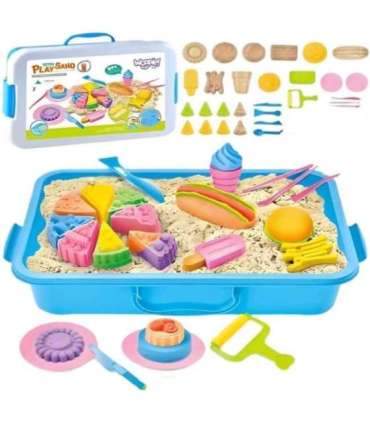 WOOPIE Piasek Kinetyczny 6 Kolorów 1,2 kg Zestaw Restauracja Stolik z Foremkami