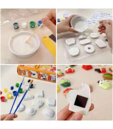 WOOPIE Zestaw Kreatywny z Farbami DIY Zrób Odlewy Gipsowe Figurki i Pomaluj - Zestaw Świąteczny