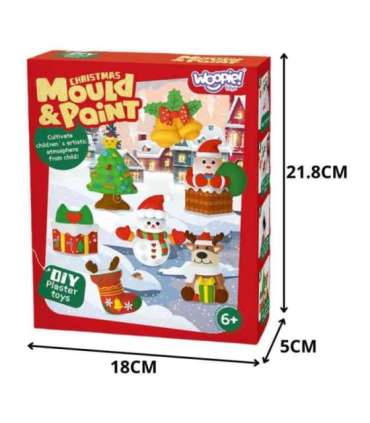 WOOPIE Zestaw Kreatywny z Farbami DIY Zrób Odlewy Gipsowe Figurki i Pomaluj - Zestaw Świąteczny