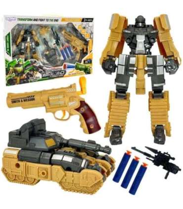 WOOPIE Zestaw 3w1 Robot Transformujący Czołg i Wyrzutnia na Strzałki Brązowy