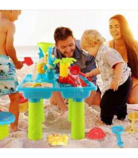 WOOPIE Stolik Wodny 2w1 Piaskownica z Krzesełkiem XL Aquapark 4-Baseny 13 akc.